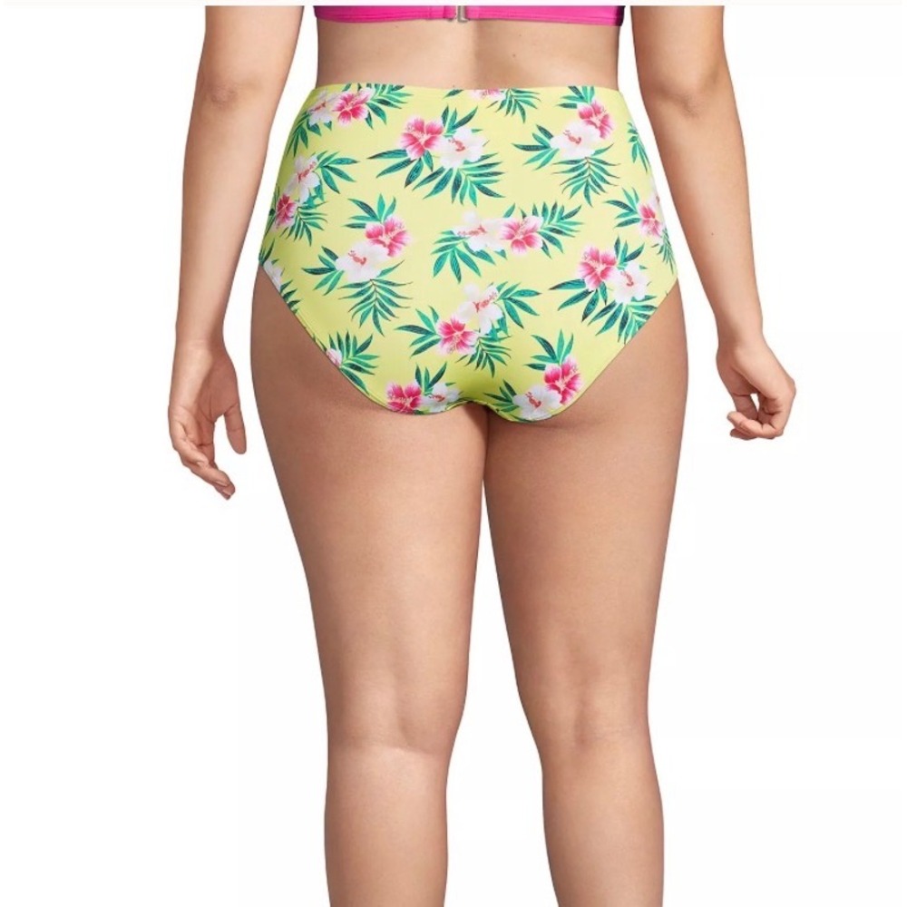 NEW Lands End Womens Size‎ 16 Retro High Waisted Bikini Bottoms Floral yellow - Picture 2 of 12